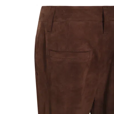 Brunello Cucinelli Trousers Front Pleats Belt Loops In Brown