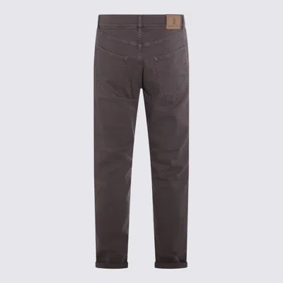 Brunello Cucinelli Men Five-pocket Cotton Gabardine Pants In Brown