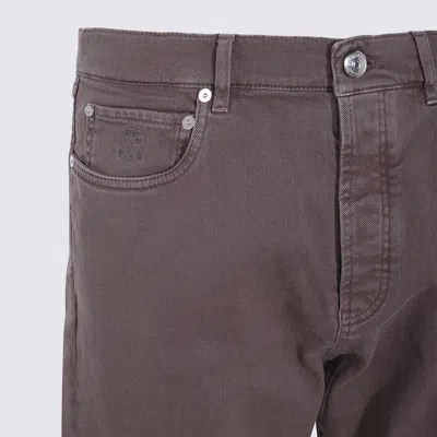 Brunello Cucinelli Men Five-pocket Cotton Gabardine Pants In Brown