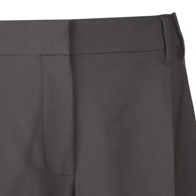Brunello Cucinelli Grey Wool Pants In Brown