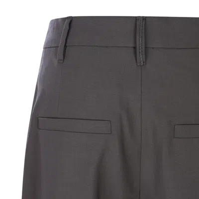 Brunello Cucinelli Grey Wool Pants In Brown