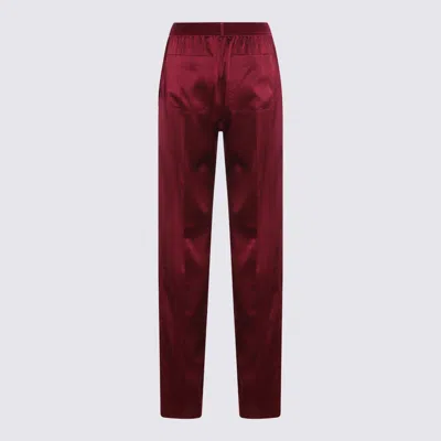 Tom Ford Fuchsia Pants With Elastic Waist With Logo Lettering In Silk Stretch Woman In Purple