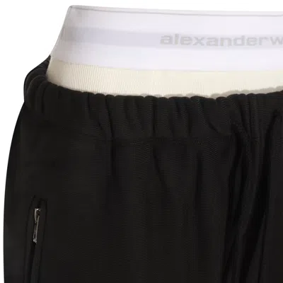 Alexander Wang Logo Waistband Track Pants In Black