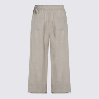 Brunello Cucinelli Beige Crop Pants With Monile Decorations In Neutral