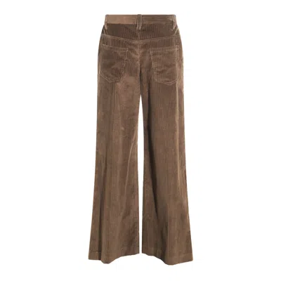 Brunello Cucinelli Women Fluid Corduroy Sartorial Track Trousers With Jewellery In Brown