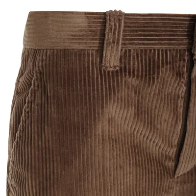 Brunello Cucinelli Women Fluid Corduroy Sartorial Track Trousers With Jewellery In Brown