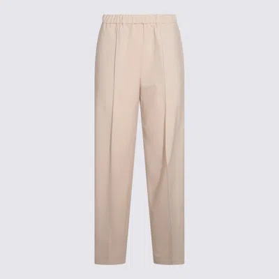Fabiana Filippi Elastic Waistband Straight Leg Trousers With Pleated Front In Pink