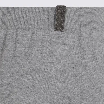 Fabiana Filippi Woolen Fabric Straight Leg Trousers With Elastic Waistband In Gray