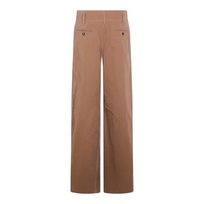 Chloé Trousers Mustard Brown In Burgundy