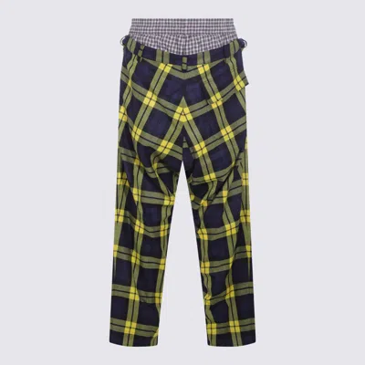 Vivienne Westwood Navy And Yellow Wool Pants In Blue