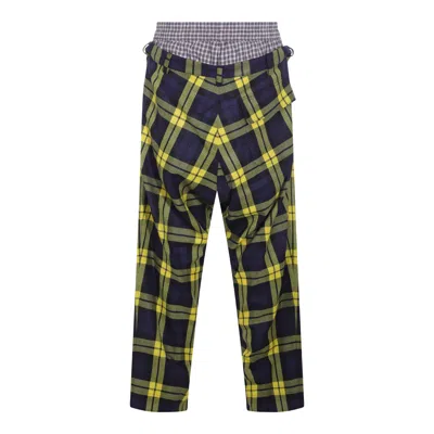Vivienne Westwood Navy And Yellow Wool Pants In Blue