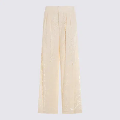 Twinset Cream Viscose Pants In Nude