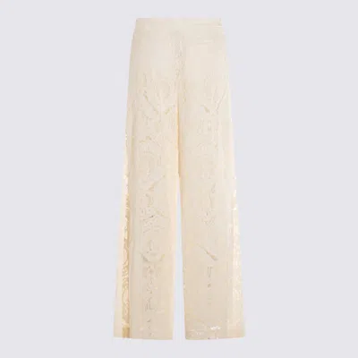 Twinset Cream Viscose Pants In Nude
