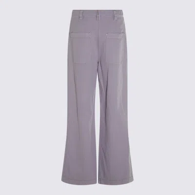 Brunello Cucinelli Violet Pants With Monil Detail On The Loop And Wide Leg In Cotton And Linen Blend Woman