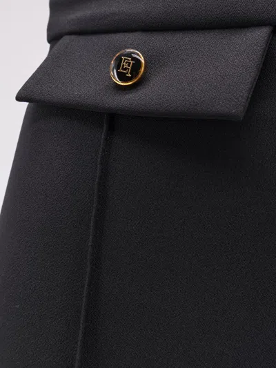 Elisabetta Franchi Trousers With Double Logoed Button In Black