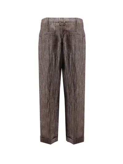 Brunello Cucinelli Trousers With Lurex Effect In Burgundy