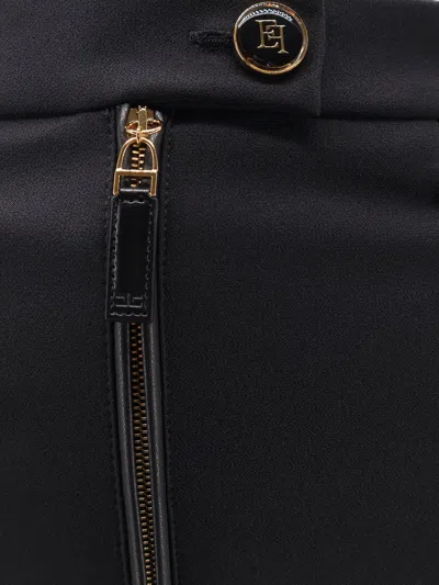 Elisabetta Franchi Logoed Button Flared Leg Trousers In Black