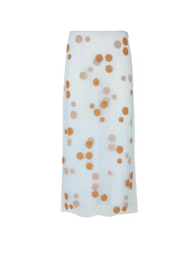 Fendi Tulle Skirt With All-over Macro Polka-dot Motif In Blue
