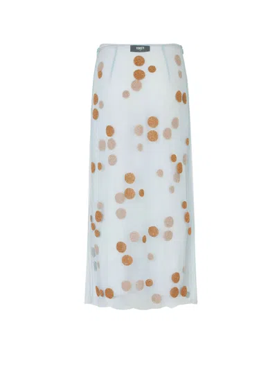 Fendi Tulle Skirt With All-over Macro Polka-dot Motif In Blue