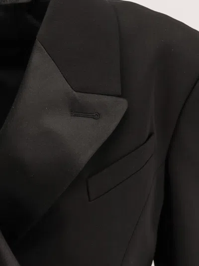 Givenchy Pleated Back Blazer With Satin Accents In Black