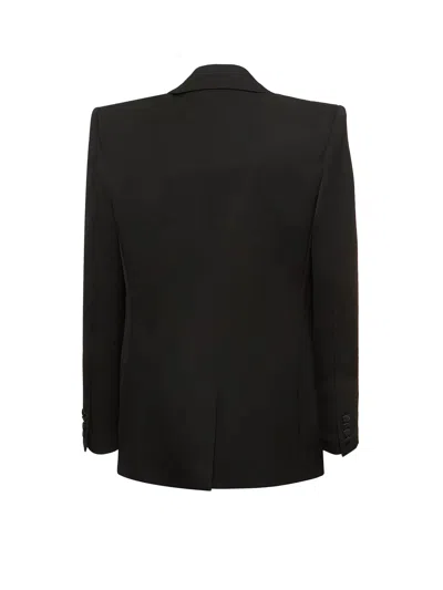 Saint Laurent Tuxedo Wool Blazer With Satin Lapel In Black