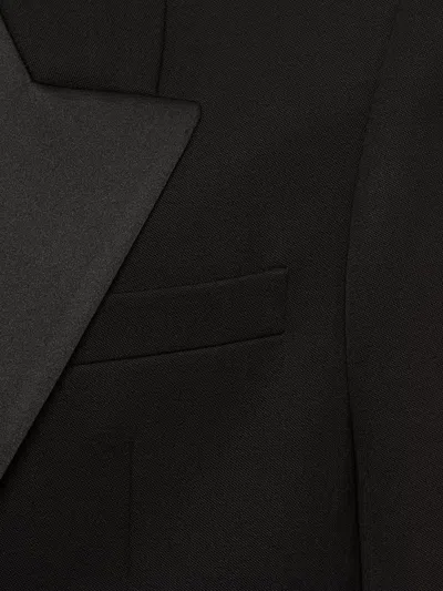 Saint Laurent Tuxedo Wool Blazer With Satin Lapel In Black