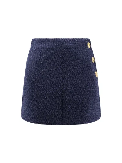 Pinko Tweed Miniskirt Gold-tone Buttons In Blue
