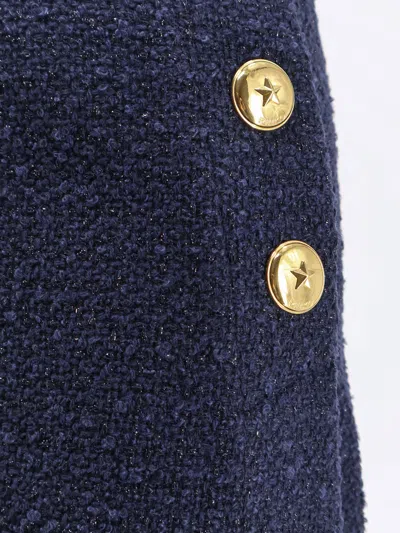 Pinko Tweed Miniskirt Gold-tone Buttons In Blue