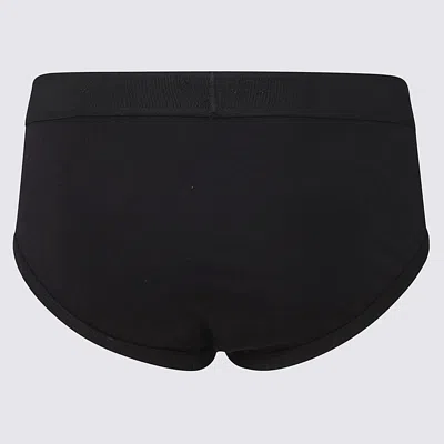 Tom Ford Black Briefs With Logged Waistband In Cotton Stretch Man In Multi