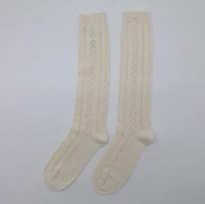 Valentino Perforated Cotton Socks With V-logo In Neutral
