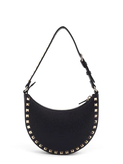 Valentino Garavani Rockstud Leather Mini Hobo Bag In Black