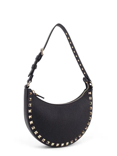 Valentino Garavani Rockstud Leather Mini Hobo Bag In Black