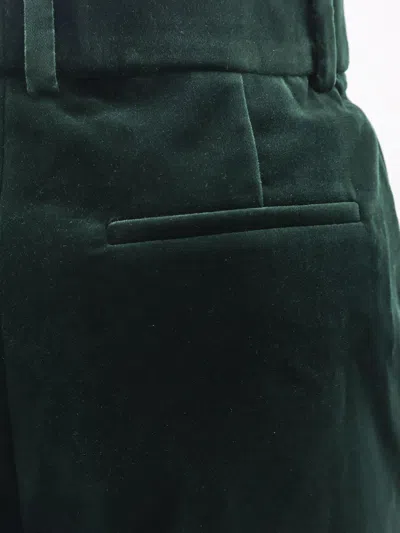 Saint Laurent Cropped Cotton-velvet Slim-leg Pants In Green