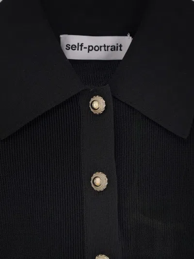 Self-portrait Viscose Knit Bodysuit In Black