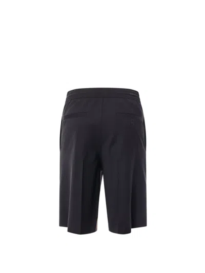 Givenchy Logo-embroidered Wool Bermuda Shorts In Black