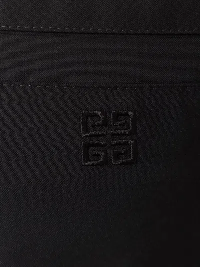 Givenchy Logo-embroidered Wool Bermuda Shorts In Black