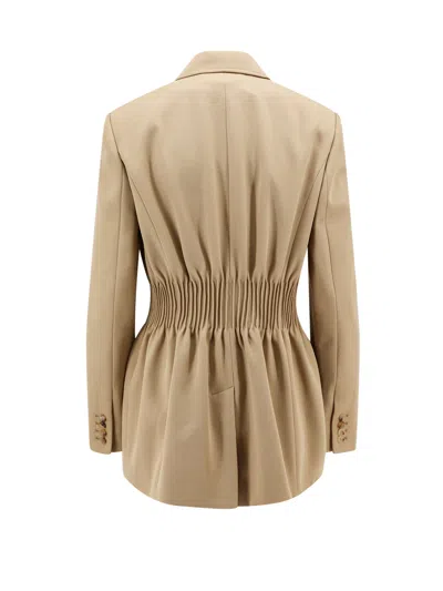 Chloé Virgin Wool Blazer With Pleated Detail In Brown