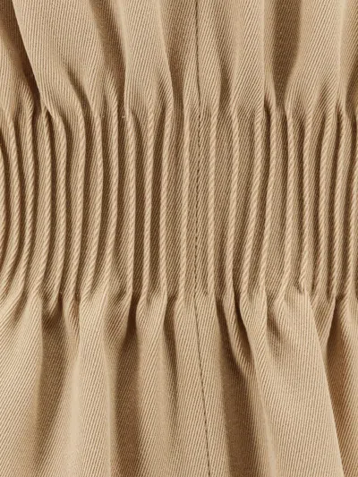 Chloé Virgin Wool Blazer With Pleated Detail In Brown