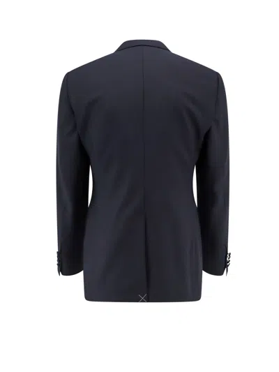 Dolce & Gabbana Men Virgin Wool Blend Tuxedo With Gilet And Satin Profiles In Blue