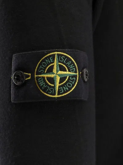 Stone Island Cardigan In Lana Vergine In Black