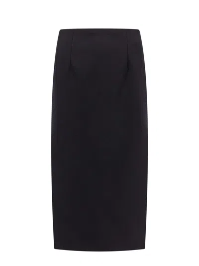 Valentino Virgin Wool Longuette Skirt With Slits And Silk Lining