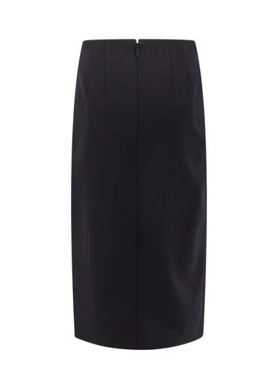 Valentino Virgin Wool Longuette Skirt With Slits And Silk Lining