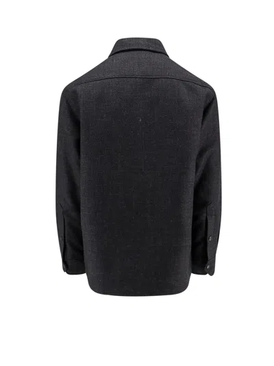 Valentino Virgin Wool Jacket With Metal V-detail In Gray