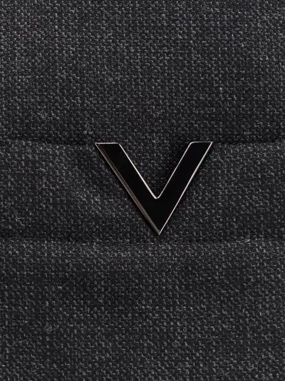 Valentino Virgin Wool Jacket With Metal V-detail In Gray