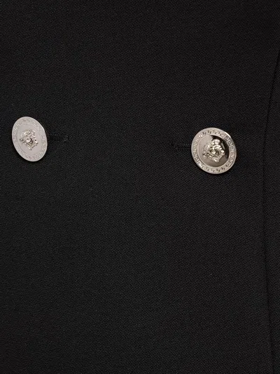 Versace Wool Grain De Poudre Mini Dress In Black