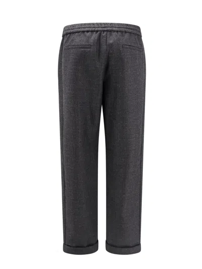 Valentino Men Virgin Wool Trouser With Fold At The Bottom In Gray