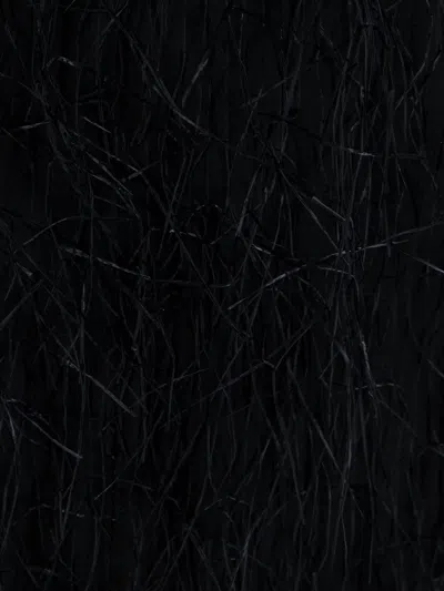 Lanvin Viscose And Silk Dress With Rafia Details In Black