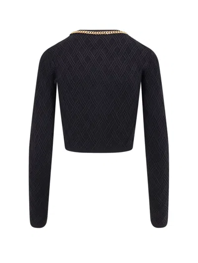 Elisabetta Franchi Jewel Zip Puller Cardigan Sweaters And Cardigans Black In Black