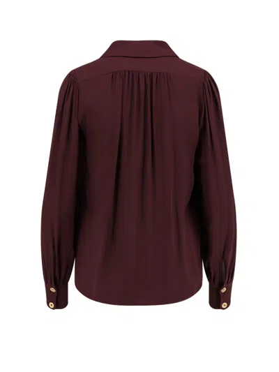 Elisabetta Franchi Logo Metal Detail Collar Shirt In Red