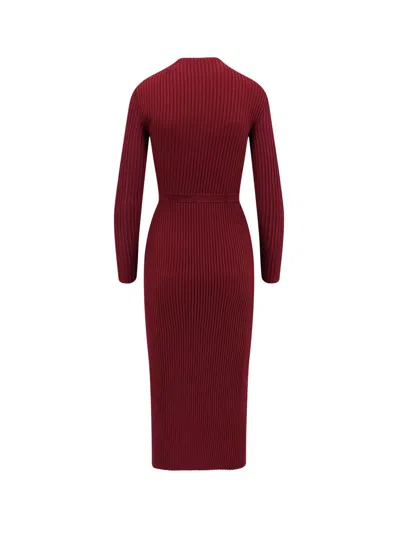 Self-portrait Burgundy Cut Out Tib Knit Midi Dress